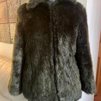 Giacca cappotto in eco pelliccia verde