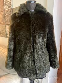 Giacca cappotto in eco pelliccia verde