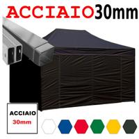 Gazebo pieghevole nero 4,5x3m acciaio impermeabile