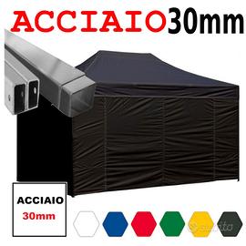Gazebo pieghevole nero 4,5x3m acciaio impermeabile