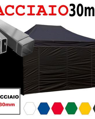 Gazebo pieghevole nero 4,5x3m acciaio impermeabile