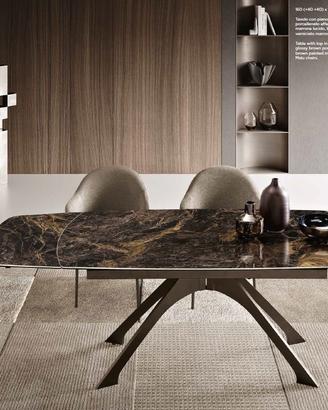 TAVOLO 90X160 ALLUNG.240 SPIDER MARMO MARRONE LUC