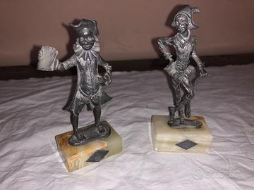 2 Statuine Peltro Arlecchino-Balanzone