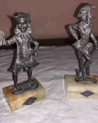 2 Statuine Peltro Arlecchino-Balanzone