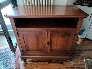 Mobile porta tv in legno con piedi a cipolla noce