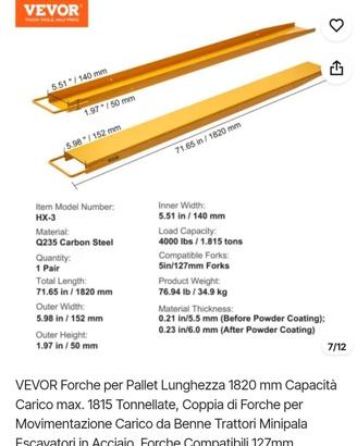 Prolunghe per Forche Muletto - Nuove