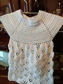 Abito bimba in cotone bianco 0.  3 mesi