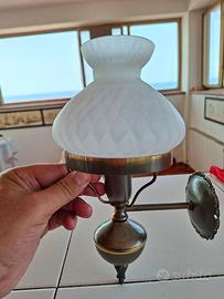 Applique da parete vintage, ottone e vetro satinat