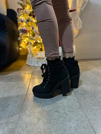 Stivaletto nero in stoffa tacco largo H&M n.38