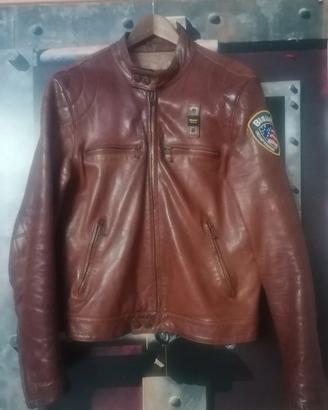 giacca pelle blauer TG L veste slim 