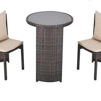 Set rattan tavolino con sedie a scomparsa