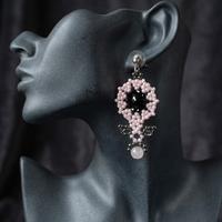 Orecchini Vintage Floreali Gemme quarzo rosa