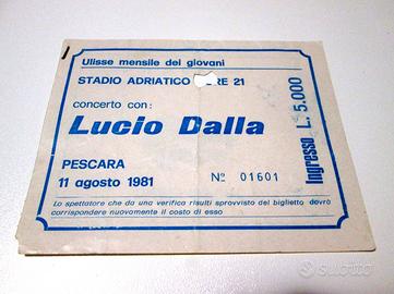 Biglietto concerto "LUCIO DALLA - 11/08/1981"