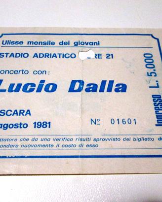 Biglietto concerto "LUCIO DALLA - 11/08/1981"