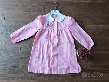 Grembiule scuola materna rosa e bianco a quadretti