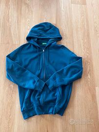Felpa Zip Hoodie Benetton Blu Boxy Perfect Fit