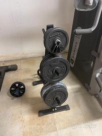 Set  composto da 60 kg di dischi + portapesi