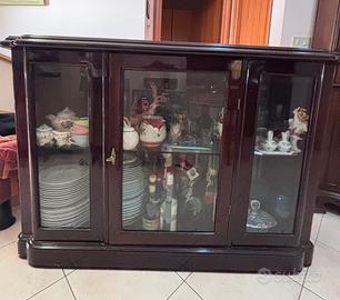 Credenza in piuma di mogano lucido+ 4 sedie
