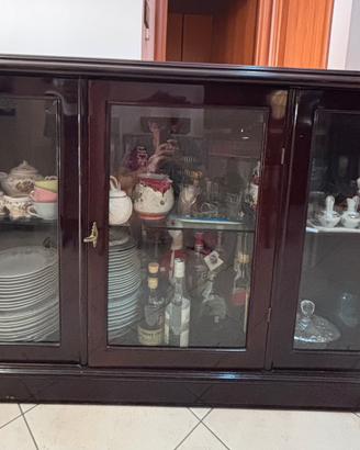 Credenza in piuma di mogano lucido+ 4 sedie