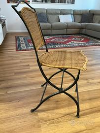 6 sedie metallo e midollino di legno