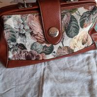 Borsa vintage tessuto e ecopelle 