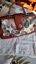 Borsa vintage tessuto e ecopelle 