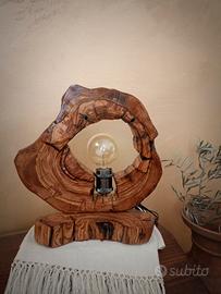 lampada artigianale legno d'olivo 🫒