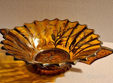 centrotavola d'epoca in vetro e argento 