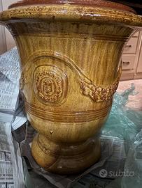 Vaso terracotta smaltato giallo