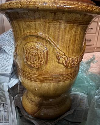Vaso terracotta smaltato giallo