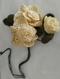 Mazzo rose uncinetto 1980 fatto a mano 