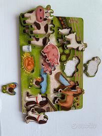Puzzle la Fattoria per bambini in legno