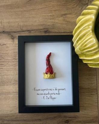 Quadro decorativo 3dcon corno portafortuna