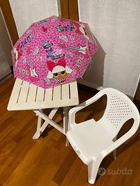 Tavolino + sedia + ombrello bambini