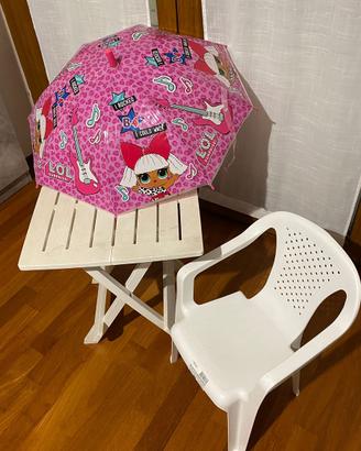 Tavolino + sedia + ombrello bambini
