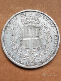 5 lire 1836 Genova argento Carlo Alberto