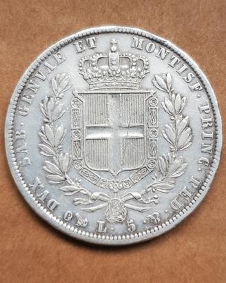 5 lire 1836 Genova argento Carlo Alberto