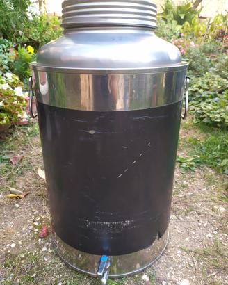 fusto olio acciaio inox con rubinetto da 50 litri