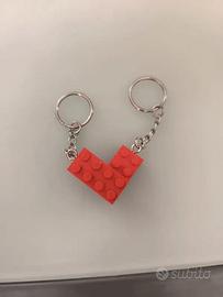 LEGO coppia di mattoncini portachiavi cuore