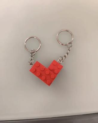 LEGO coppia di mattoncini portachiavi cuore