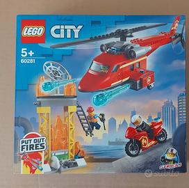 lego city 60281 elicottero e moto dei pompieri