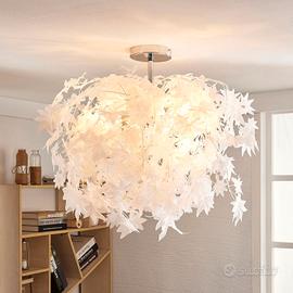 lampadario design foglie acero bianco 