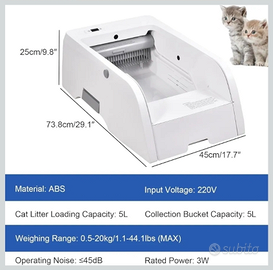 Lettiera elettrica autopulente aperta con APP