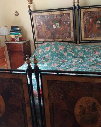 Letto matrimoniale antico in ferro e legno