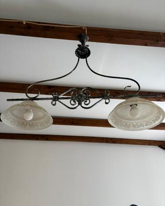 Lampadario ferro battuto