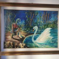 Quadro di Oscar Tirelli,  Pinocchio e il cigno