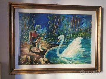 Quadro di Oscar Tirelli,  Pinocchio e il cigno