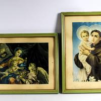 Coppia di stampe devozionali colorate.