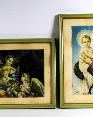 Coppia di stampe devozionali colorate.