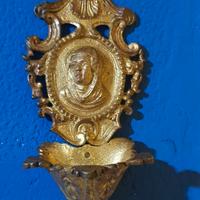acquasantiera bronzo antica  da parete